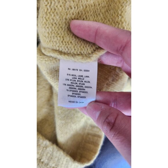 Charlie & Robin Button Down Mustard Long Sleeve Cardigan Wool/Angora Size M - Picture 5 of 5